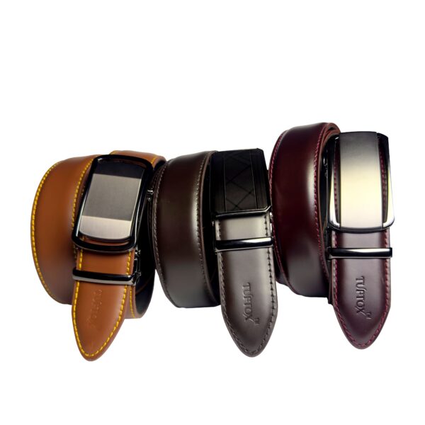 Tuftox Signature Ratchet Belt – Luxury Automatic Cowhide Dress Belt with Interchangeable Zinc Alloy Buckle