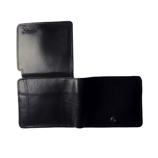 TufTox MagnFold Flap – Classic Black luxury leather bifold wallet with magnetic flap, front view Alt: TufTox MagnFold Flap – Royal Mustard slim leather wallet with flap open showing card slots and ID window Alt: TufTox MagnFold Flap – Inside view showcasing cash compartments and card slots in black leather Alt: TufTox MagnFold Flap – Magnetic flap design with ID window and premium buffalo leather texture Alt: TufTox MagnFold Flap – Wallet placed in belt loop using side slot feature for hands-free carry Alt: TufTox MagnFold Flap – Angled top view of black wallet showing smooth stitching and sleek profile Alt: TufTox MagnFold Flap – Vintage mustard wallet with flap closed, premium finish, and embossed logo Alt: TufTox MagnFold Flap – Gift box packaging showcasing TufTox branding and elegant presentation Alt: TufTox MagnFold Flap – All four colors side by side: Classic Black, Royal Mustard, Vintage Brown, Midnight Blue