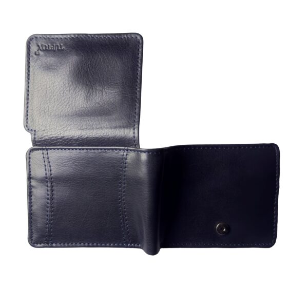 TufTox MagnFold Flap – Classic Black luxury leather bifold wallet with magnetic flap, front view Alt: TufTox MagnFold Flap – Royal Mustard slim leather wallet with flap open showing card slots and ID window Alt: TufTox MagnFold Flap – Inside view showcasing cash compartments and card slots in black leather Alt: TufTox MagnFold Flap – Magnetic flap design with ID window and premium buffalo leather texture Alt: TufTox MagnFold Flap – Wallet placed in belt loop using side slot feature for hands-free carry Alt: TufTox MagnFold Flap – Angled top view of black wallet showing smooth stitching and sleek profile Alt: TufTox MagnFold Flap – Vintage mustard wallet with flap closed, premium finish, and embossed logo Alt: TufTox MagnFold Flap – Gift box packaging showcasing TufTox branding and elegant presentation Alt: TufTox MagnFold Flap – All four colors side by side: Classic Black, Royal Mustard, Vintage Brown, Midnight Blue